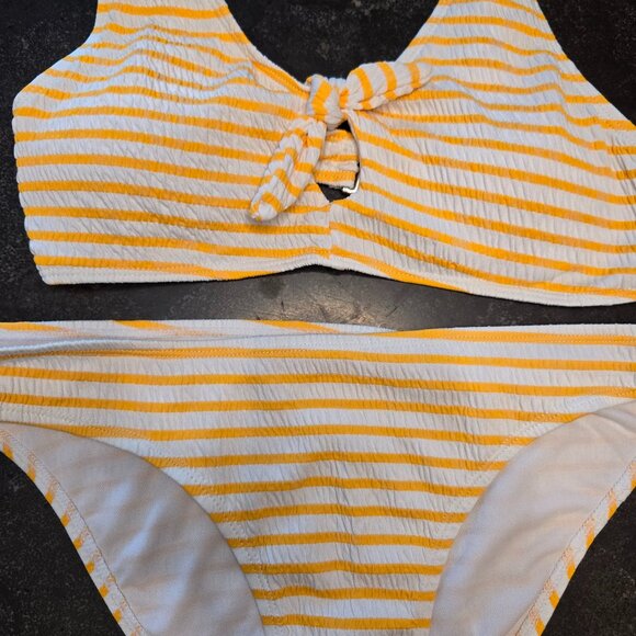Cabana Del Sol Swimsuit Gold Stripe Bikini Size S - BEACH READY! - Picture 2 of 7